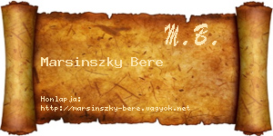 Marsinszky Bere névjegykártya